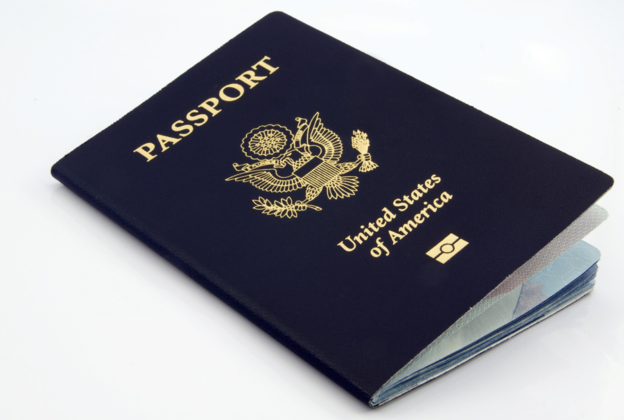 us passport on white