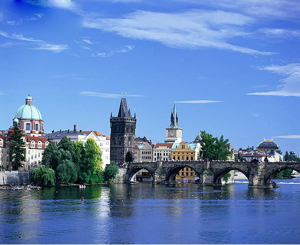 View over Vltava River Czech. Republic Prague